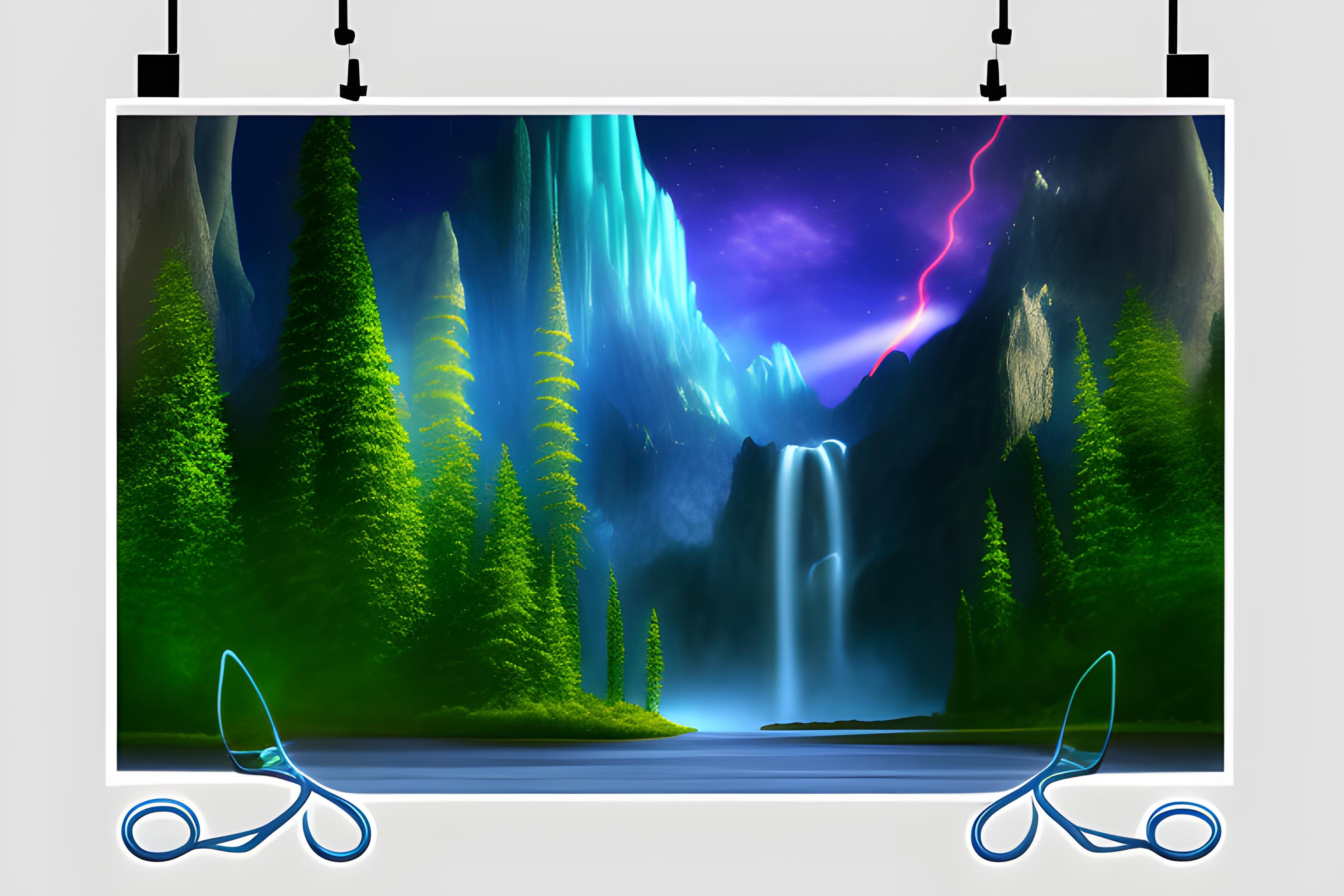 CASCADA EN ISLSNCIA CON AURORA BOREAL